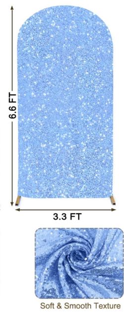 Glitter and sequin arch cover baby blue size 6ft four your round top arch. Brand new
