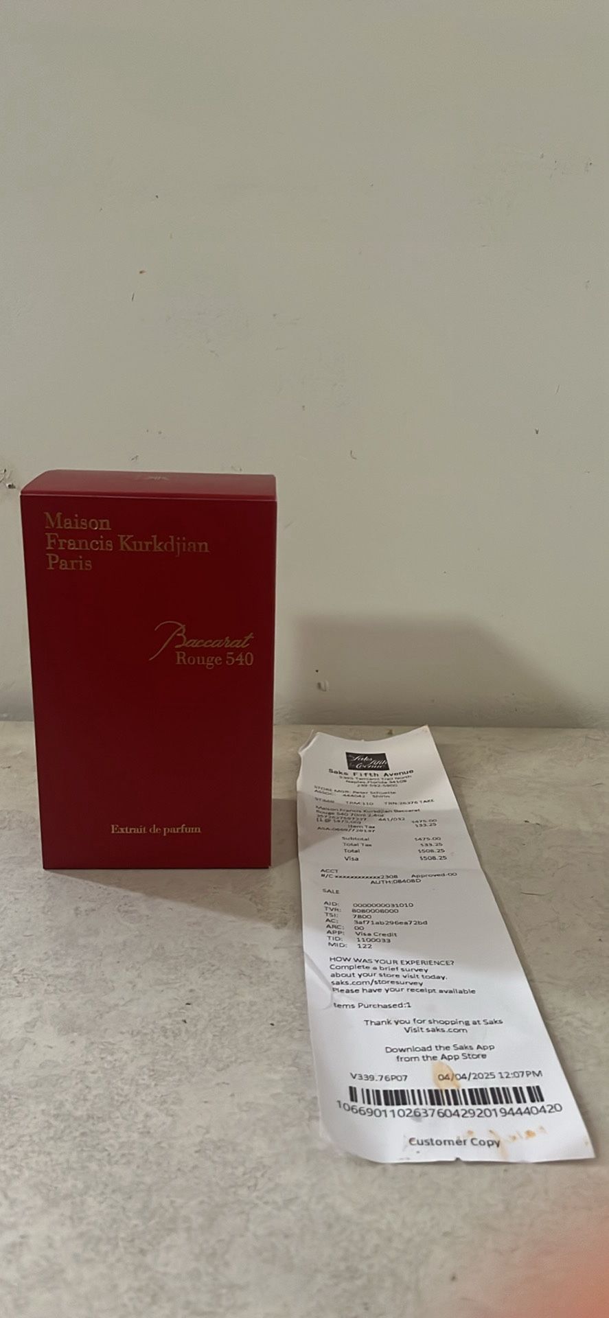 Baccarat Rouge 540 70 ML. 2.4 FL Oz