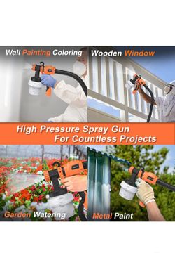 Paint Sprayer, 800W HVLP Electric Spray Paint Gun with 6.5FT Airhose