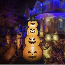 8 FT Halloween Inflatables Stacked Pumpkins 