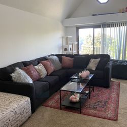 3 Piece Sectional Couch with Ottoman