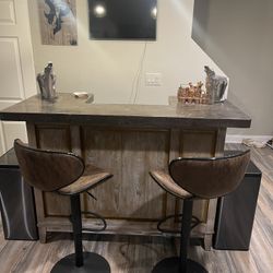 Natural Stone Bar With Storage - Chairs Not Included