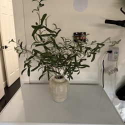 Faux Plant With Ceramic Vase