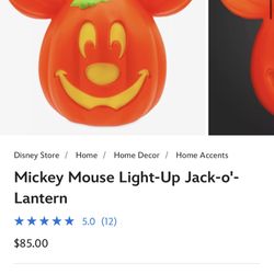 Light Up Disney Mickey Pumpkin