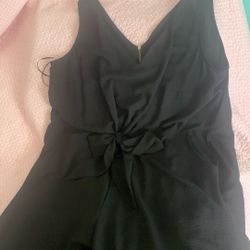 Black Romper With Bow In Front