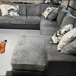 Markstone Pewter Sectional Sofa Couch 