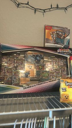 Prismatic evolutions Lucario ex and tyranitar premium collection Pokemon