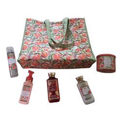 Bath & Body Vera Bradley TOTE Bag Reversible Peach Blossom + 5pc Gift Set