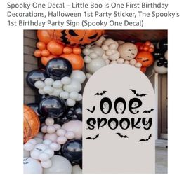 Spooky One Decal – Little Boo is One First Birthday Decorations, Halloween 1st Party Sticker, The Spooky's 1st Birthday Party Sign (Spooky One Decal