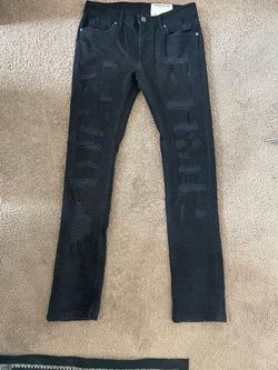 FWRD Denim Black Distressed Rhinestone Jeans