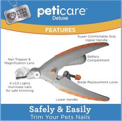 2 Dog Water Bowls With PetiCare Illuminated Dog & Cat Nail Clipper With LED Light & 5X Magnification for Safe, Precise Trimming | Pet Nail Cutter for 