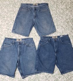 Three Men's Wrangle Authentics Denim Shorts, Size 34!
