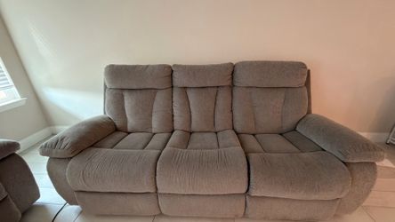 Power Reclining Sofa & Loveseat Set w/ Cup Holders – Super Comfortable – Moving Sale!