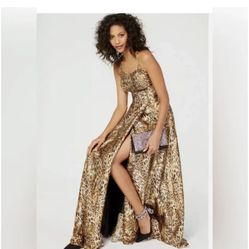 NEW Size 2 Betsy And Adam Leopard Print Maxi Dress