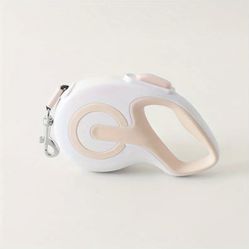 White and Pink Retractable Dog Leash