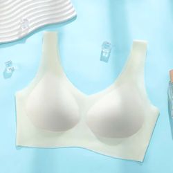 Ultra Thin Seamless Sport Bra Cool Feel Gor Summer, Comfortable Casual & Breathable Size Medium, White Color