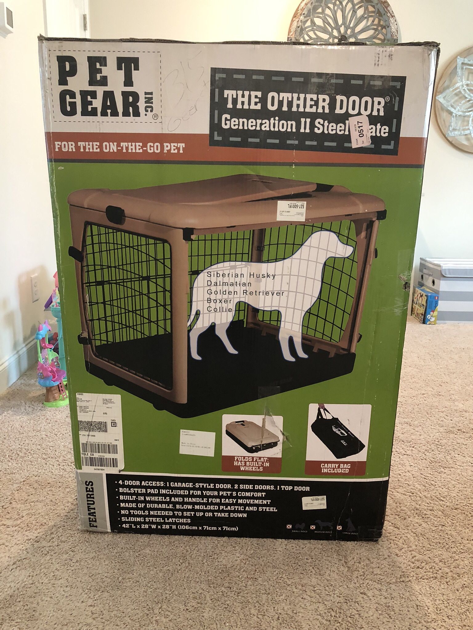 Steel Crate For Dogs/Cats (new In Box) Tan Color