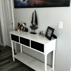 Wooden entry way console table w/drawers