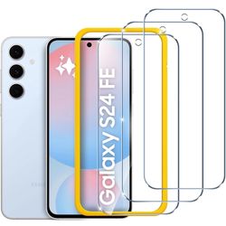 ivoler 3 Pack Tempered Glass for Samsung Galaxy S24 FE 5G 6.7" 2024 Screen Protector with [Easy Installation Frame], Anti-Scratch Case Friendly Clear 