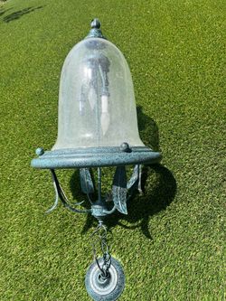Large bell shaped chandelier  with beautiful patina, vintage, copper patina look.