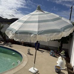 9ft. Patio Umbrella + White Base (Like New)