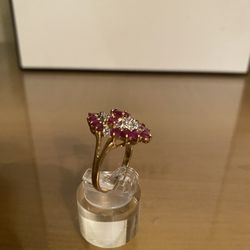 Size 7 1/2 Genuine Ruby, And Diamond Ring