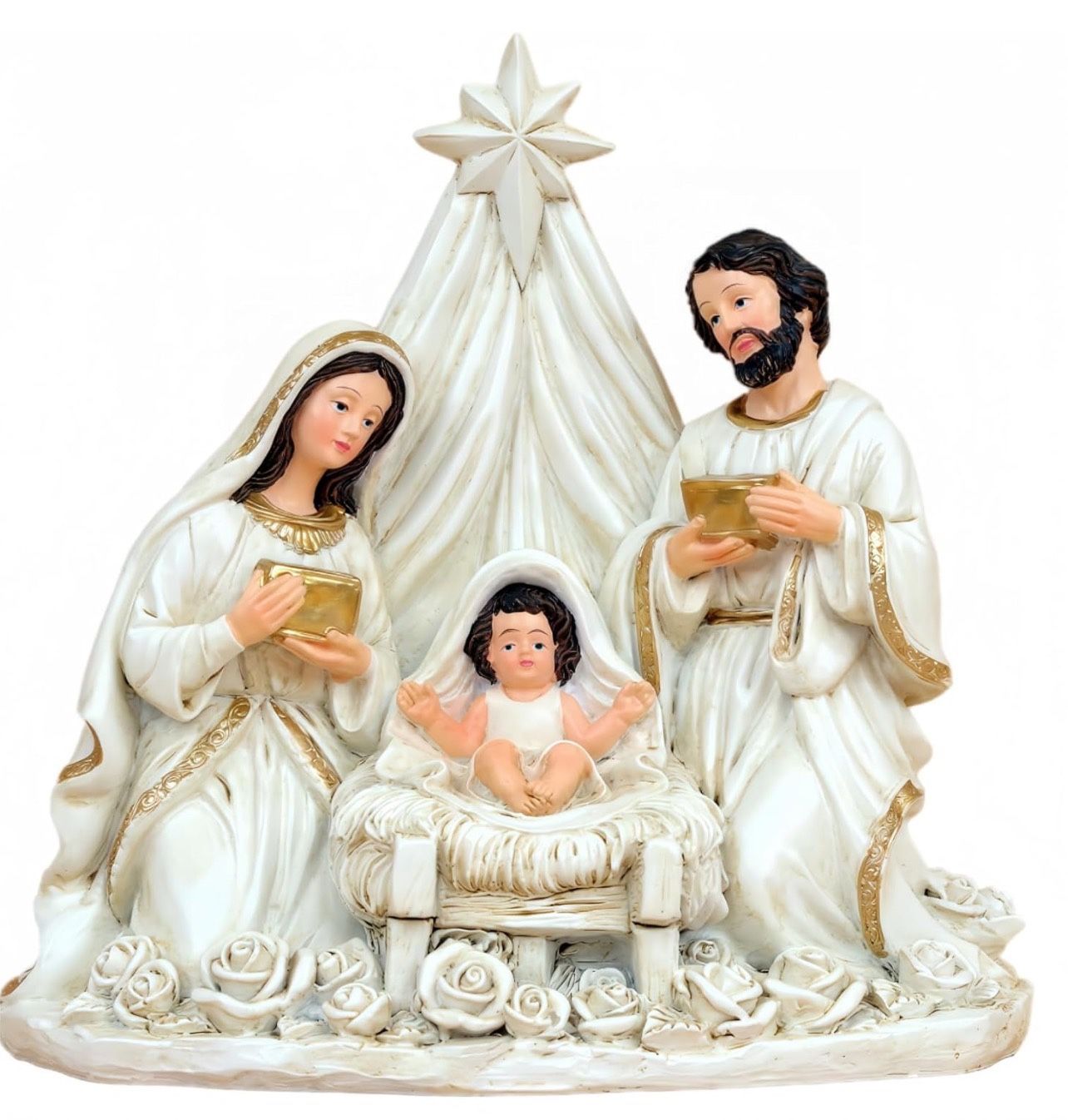 Catholic Holy Family Statue Virgin Mary Jesus Catholic Statues fo Christmas Collection Religious Gift Home Decor Family Statue Decor (White)
