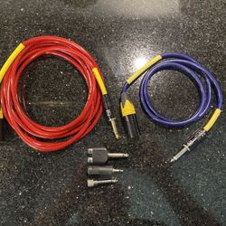 2 Solcor Audio Cables 10ft & 3ft 3-Pin XLR Male Plug to 6.35mm Jack & 3 Adapters