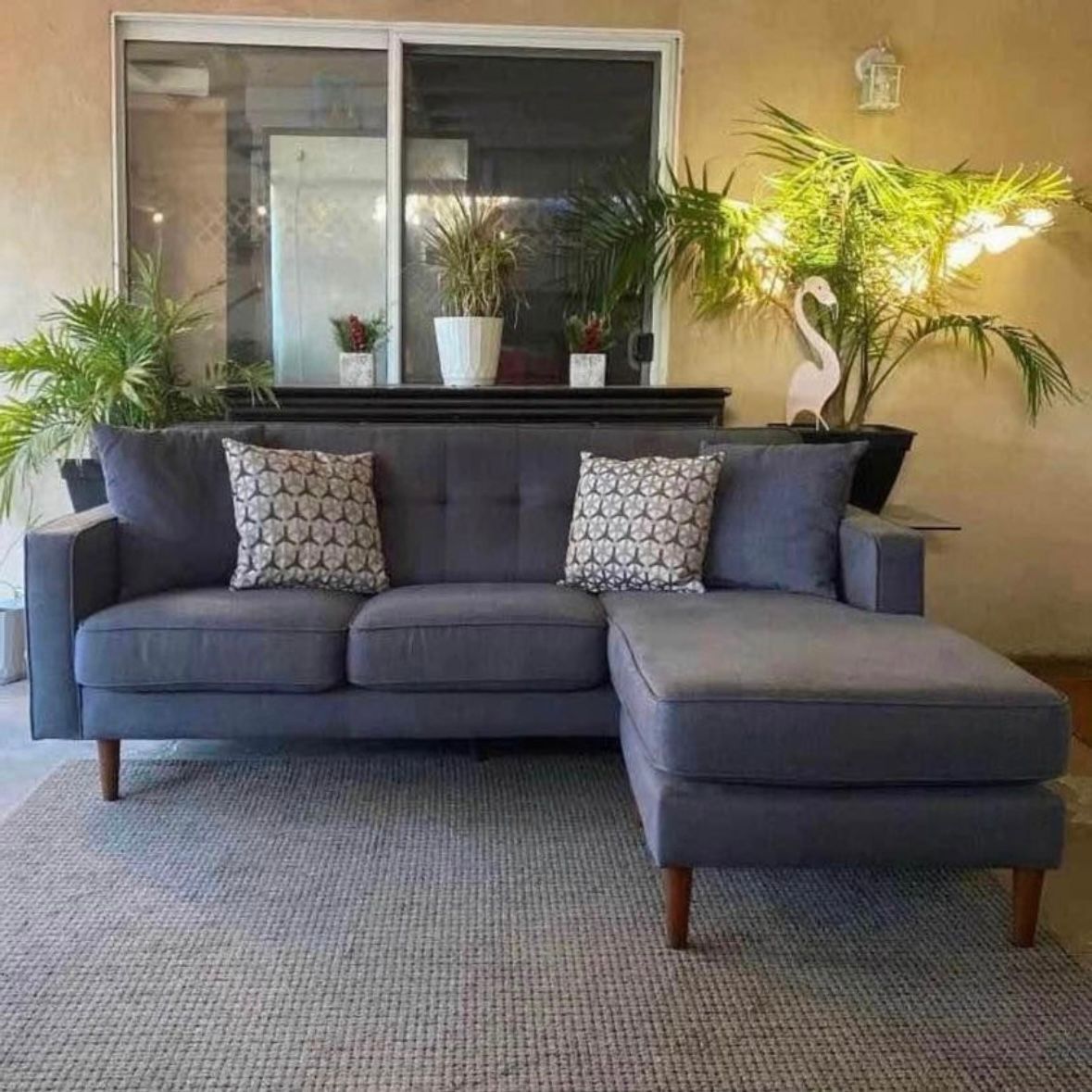 Living Spaces Gray L-Shape Sectional Sofa with Reversible Chaise