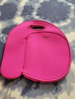 New Pink Neoprene Built In NY Brand Insulated Lunch Bag