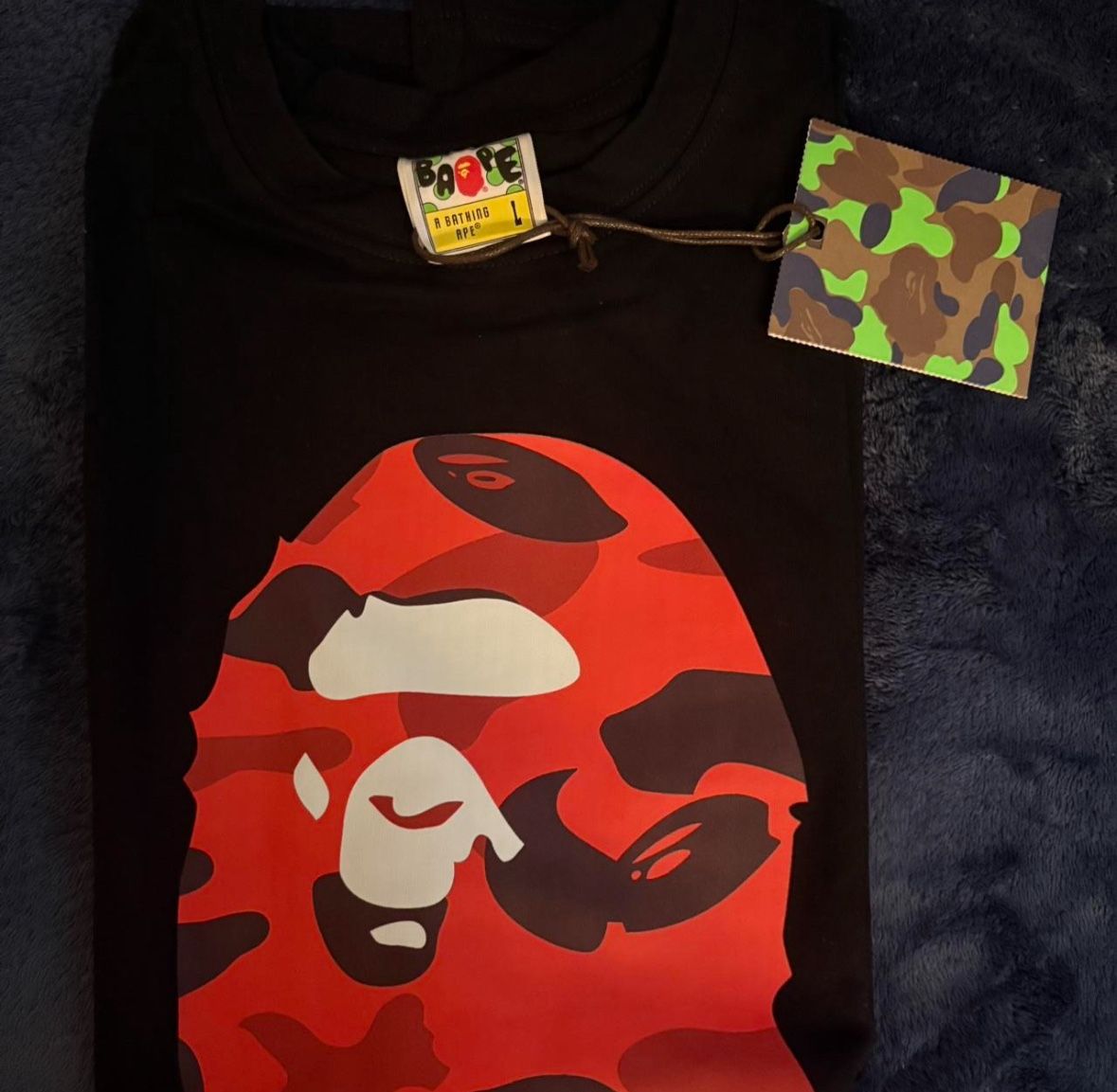 Red Camo Bape T Shirt Size Large