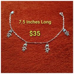 925 Sterling Silver Women's Bracelet/Brasalete De Plata 925 Para Dama