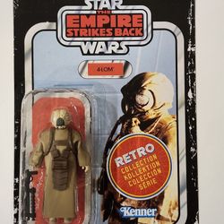 RETRO KENNER CARD. STAR WARS RETRO COLLECTION.  THE EMPIRE STRIKES BACK.  4-LOM 3.75 " ACTION FIGURE