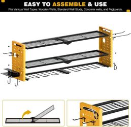 Power Tool Organizer Wall Mount,Cordless Drill Hanger Storage Rack 8 Drill Holder,3 Layers (Yellow)