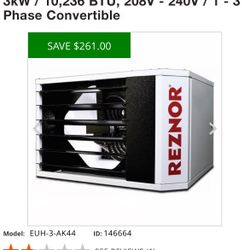 Reznor Electric Commercial Unit Heater 