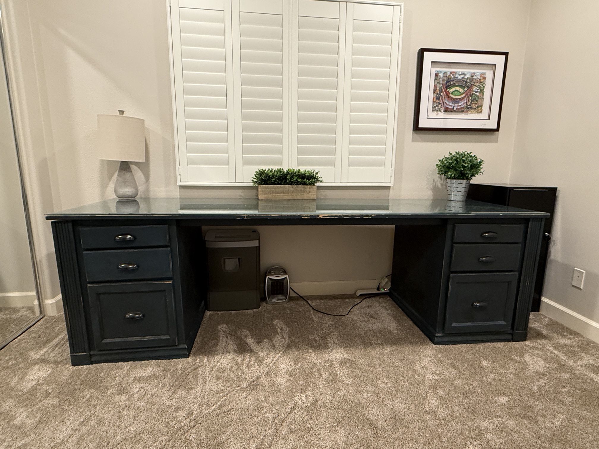 Large Desk With Glass Top