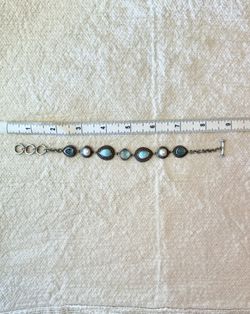 Sterling Silver 925 Boutique Bracelet – Blue Stones & Pearls