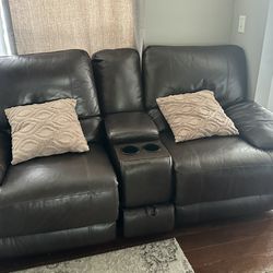 Leather Reclining Love Seat And Chair