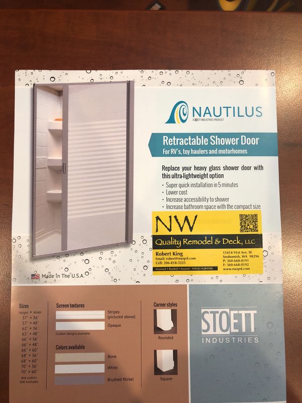 Retractable Shower Door For Rv Trailer Shop Or Home For Sale In Snohomish Wa Offerup