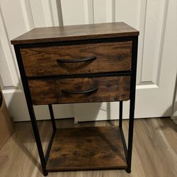 “Vintage” Style Wood Grain Night Stand/ End Table  with enforced fabric drawers 
