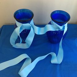 2 Very Pretty Blue Flower Vases
