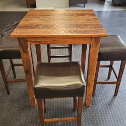 Bar Table And Chairs Wood Set