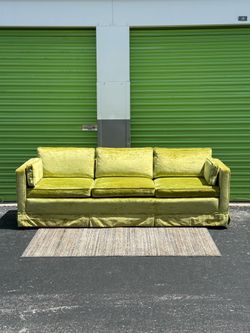 Vintage 1960’s Mid-Century Green Crushed Velvet Sofa Couch