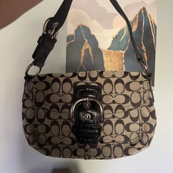 Authentic Vintage Coach Soho Signature Jacquard Flap Hobo Shoulder Bag