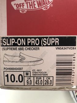 Supreme Vans x Supreme 666 Checker Pro Slip On