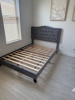 Gray full size bed frame