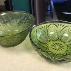 Antique Glass Serving Bowl Pair