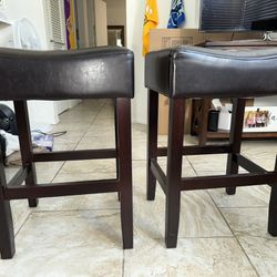 Wood & Leather Bar/counter Stools