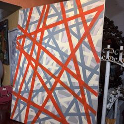 Beautiful Abstract Oil On Canvas Signed 48 X 36