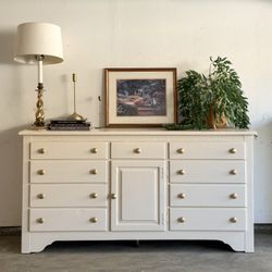 Cream Nine Drawer Credenza